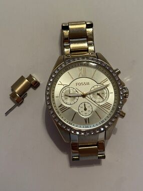 Fossil Gold-Tone Crystal Accent Chronograph Watch